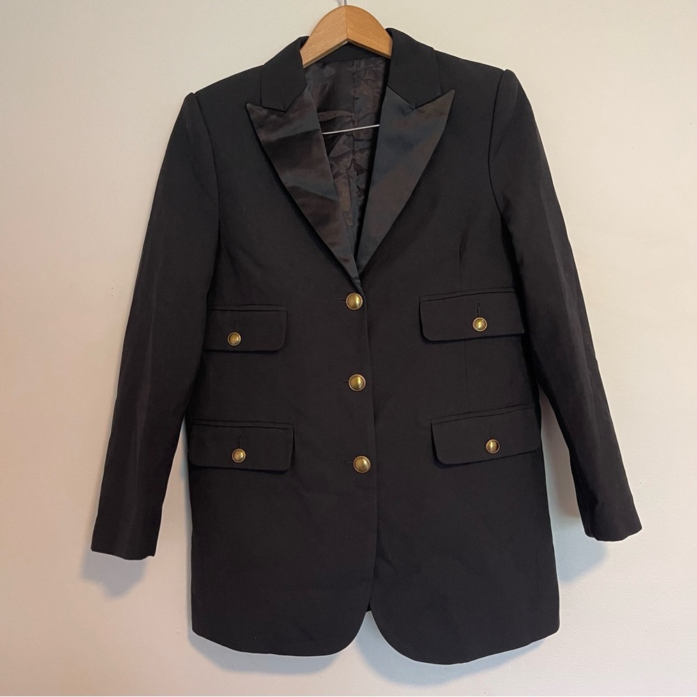 Saint Laurent Blazer Tuxedo lapel Black Jacket with Gold Buttons 40
